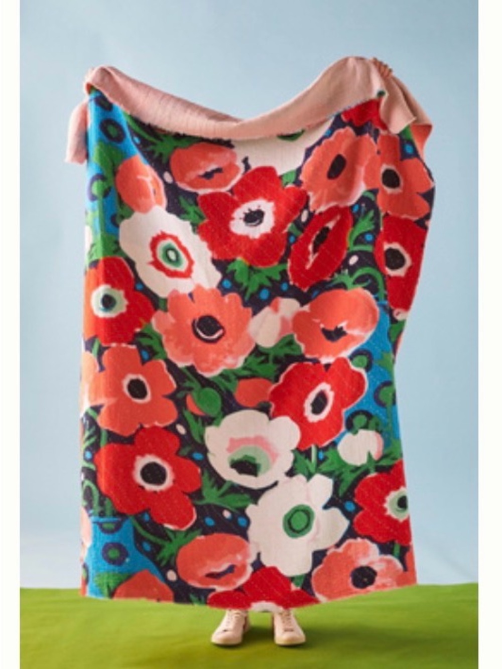 Anthropologie Blanket- Red, Coral & Blue